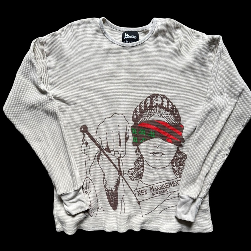 Barriers Worldwide - Graphic Long Sleeve Thermal T-Shirt Beige M